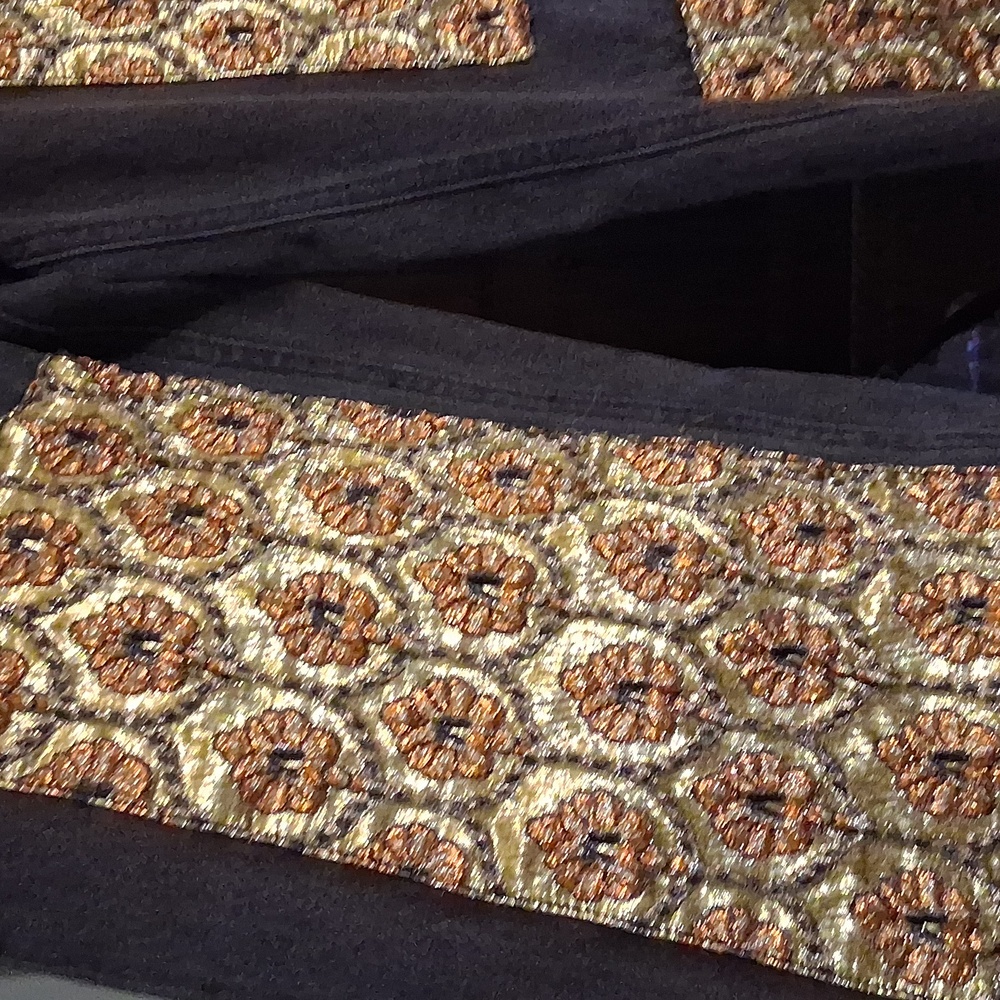 Fashion Nova Floral Brocade Wide Leg Jeans Size 13 Frayed Bottom Boho - Picture 4 of 8